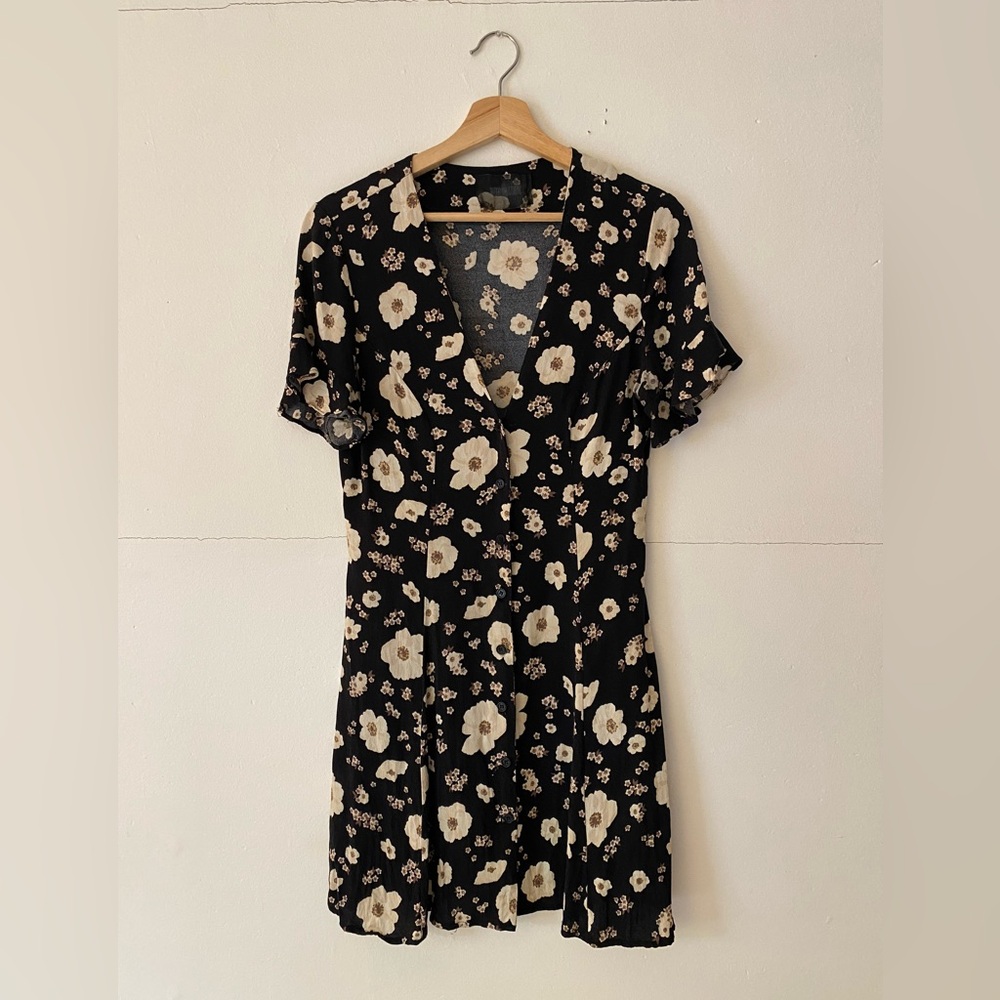 GUC Reformation black mini floral dress